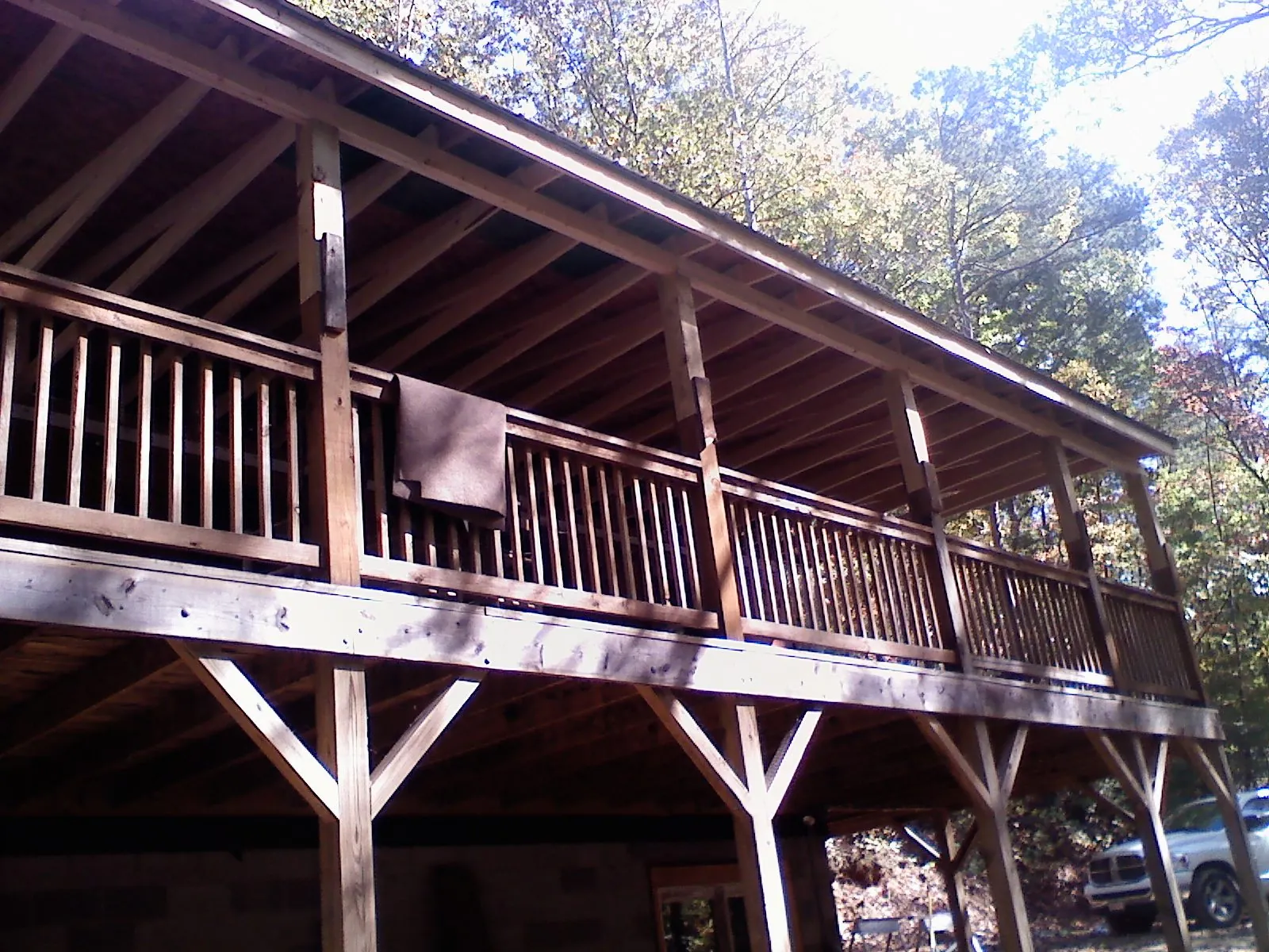 Timber framing under a new elevated porch and deck — Roof Leak Repair in Lutherville Timonium by Roofing Brothers